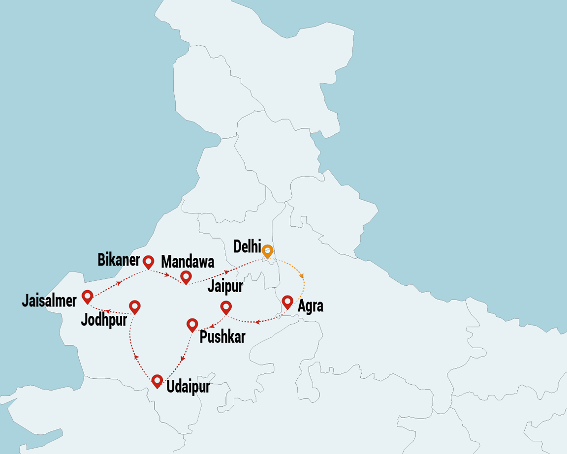 classic india journez map