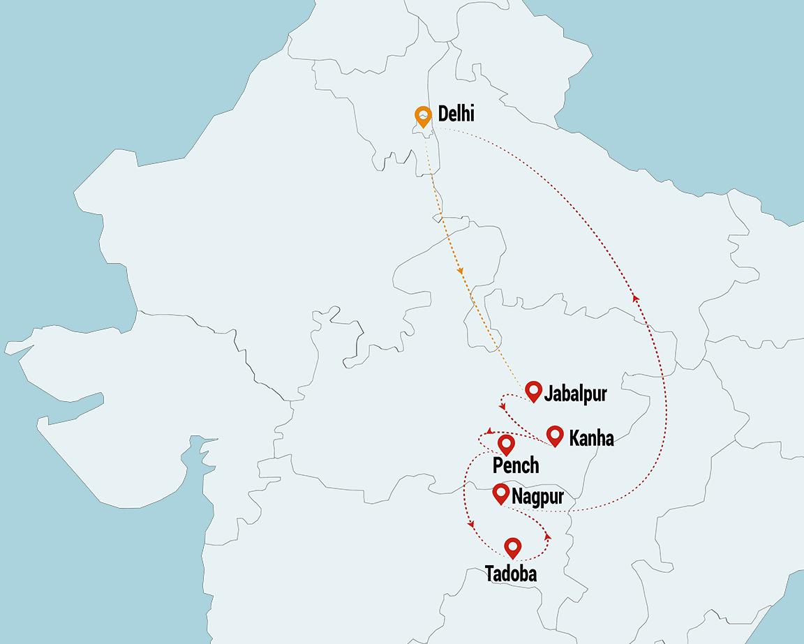 tiger trail of central india map