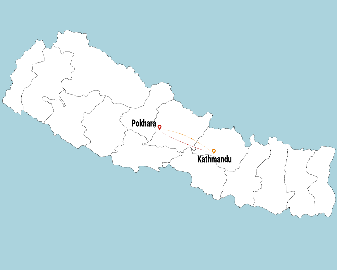nepal twin city itinerary map