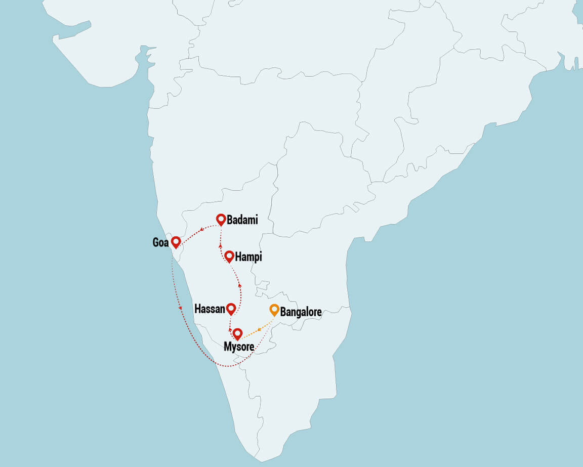 hoysala splendors tour itinerary map